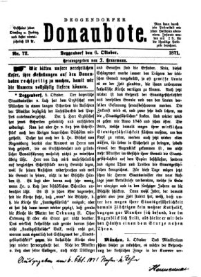 Deggendorfer Donaubote Freitag 6. Oktober 1871