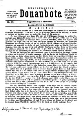 Deggendorfer Donaubote Freitag 3. November 1871