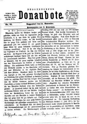 Deggendorfer Donaubote Dienstag 14. November 1871