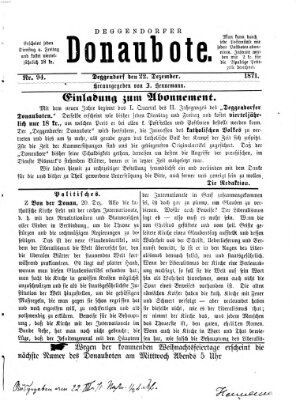 Deggendorfer Donaubote Freitag 22. Dezember 1871