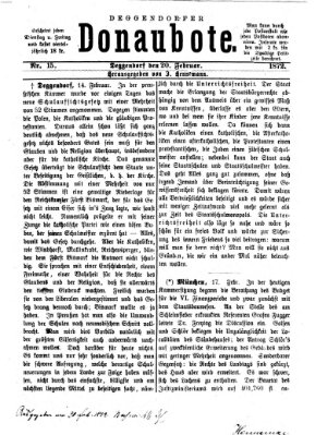 Deggendorfer Donaubote Dienstag 20. Februar 1872