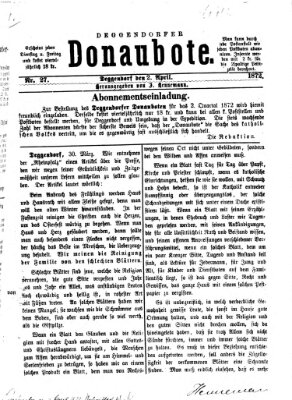 Deggendorfer Donaubote Dienstag 2. April 1872