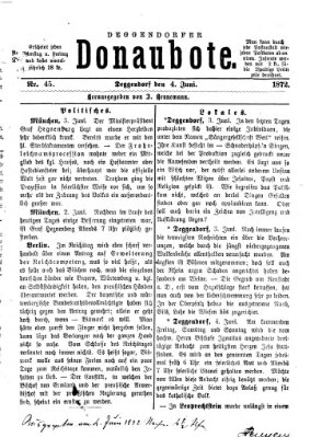 Deggendorfer Donaubote Dienstag 4. Juni 1872