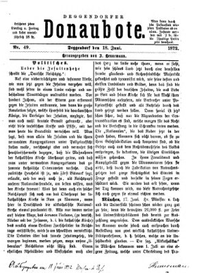 Deggendorfer Donaubote Dienstag 18. Juni 1872