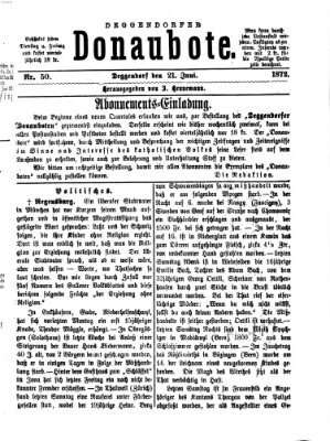 Deggendorfer Donaubote Freitag 21. Juni 1872