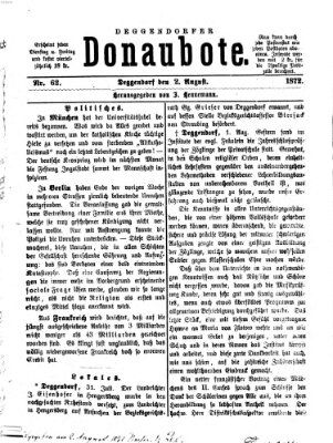 Deggendorfer Donaubote Freitag 2. August 1872