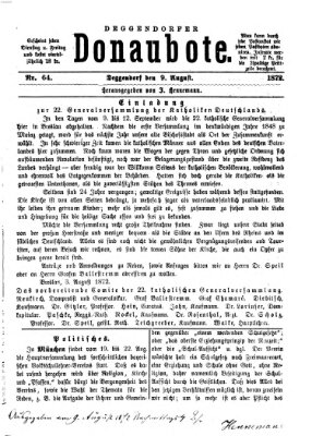 Deggendorfer Donaubote Freitag 9. August 1872