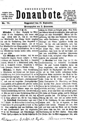 Deggendorfer Donaubote Freitag 13. September 1872