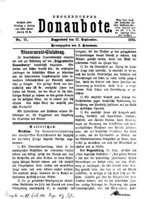 Deggendorfer Donaubote Dienstag 17. September 1872