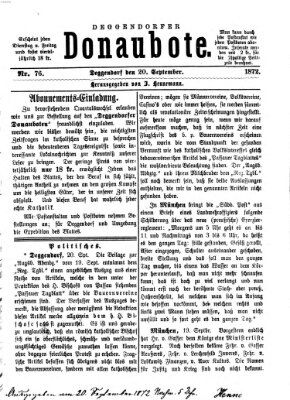 Deggendorfer Donaubote Freitag 20. September 1872