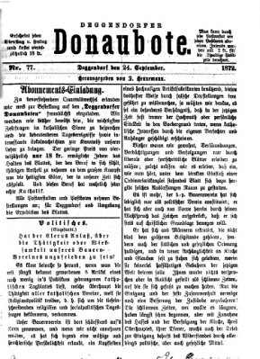 Deggendorfer Donaubote Dienstag 24. September 1872