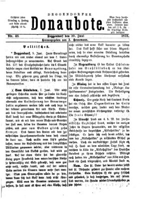 Deggendorfer Donaubote Dienstag 10. Juni 1873