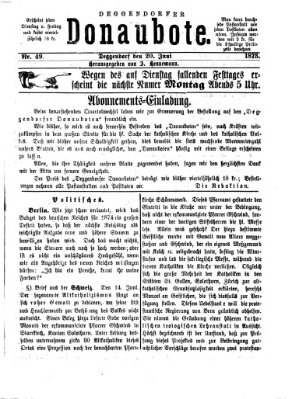 Deggendorfer Donaubote Freitag 20. Juni 1873