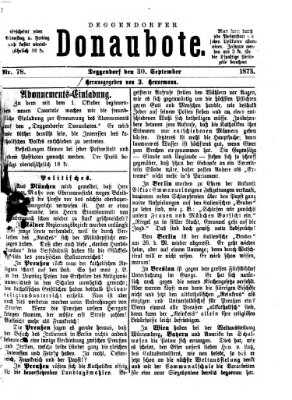 Deggendorfer Donaubote Dienstag 30. September 1873