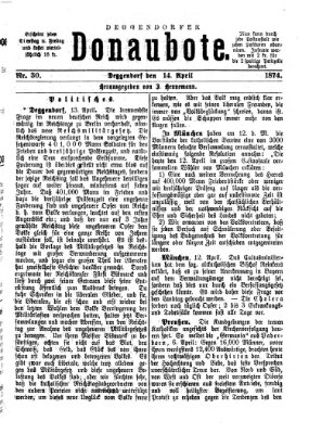 Deggendorfer Donaubote Dienstag 14. April 1874