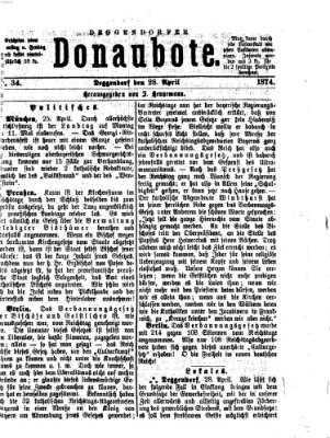 Deggendorfer Donaubote Dienstag 28. April 1874