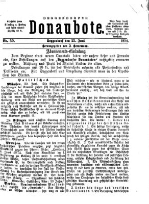 Deggendorfer Donaubote Dienstag 23. Juni 1874