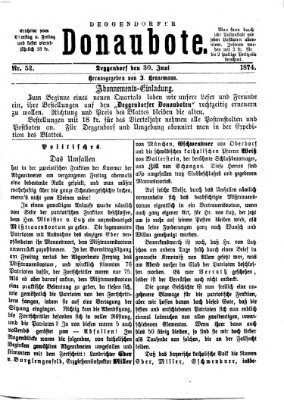 Deggendorfer Donaubote Dienstag 30. Juni 1874