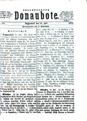 Deggendorfer Donaubote Freitag 24. Juli 1874