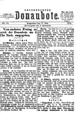 Deggendorfer Donaubote Dienstag 17. November 1874