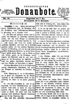 Deggendorfer Donaubote Montag 7. Dezember 1874