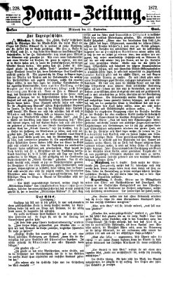 Donau-Zeitung Mittwoch 11. September 1872