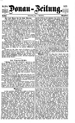 Donau-Zeitung Donnerstag 7. November 1872