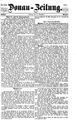 Donau-Zeitung Sonntag 17. November 1872