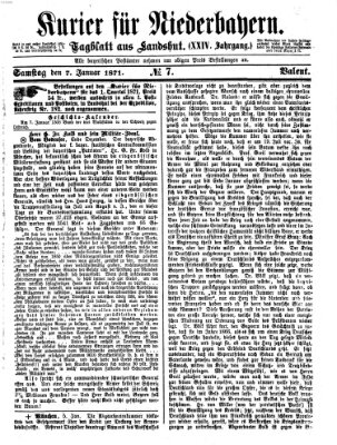 Kurier für Niederbayern Samstag 7. Januar 1871