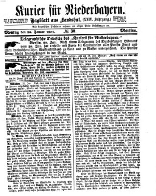 Kurier für Niederbayern Montag 30. Januar 1871