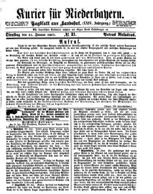 Kurier für Niederbayern Dienstag 31. Januar 1871