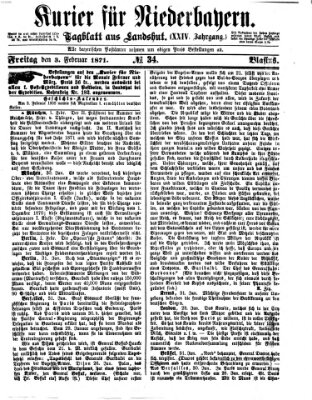 Kurier für Niederbayern Freitag 3. Februar 1871