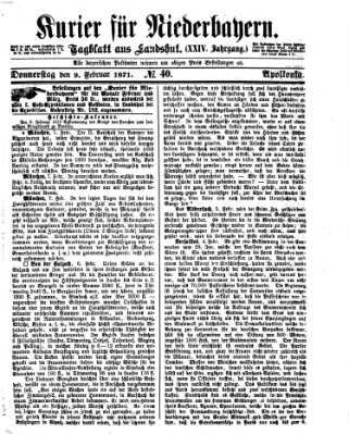 Kurier für Niederbayern Donnerstag 9. Februar 1871