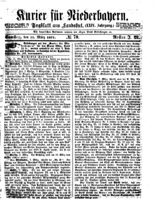 Kurier für Niederbayern Samstag 11. März 1871