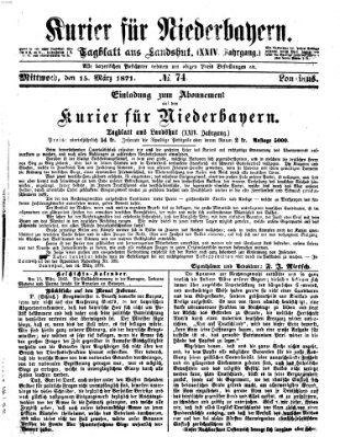 Kurier für Niederbayern Mittwoch 15. März 1871