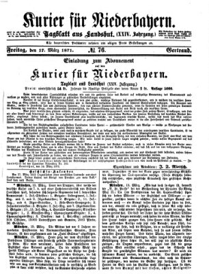 Kurier für Niederbayern Freitag 17. März 1871