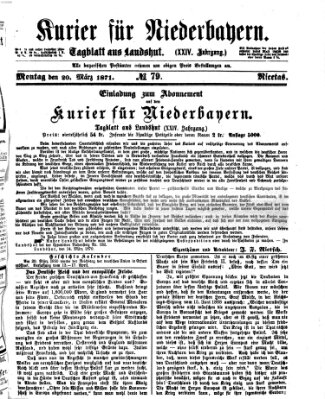 Kurier für Niederbayern Montag 20. März 1871