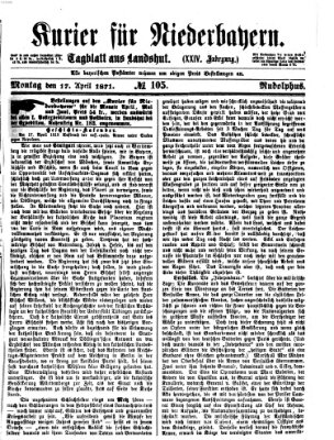 Kurier für Niederbayern Montag 17. April 1871