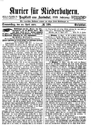 Kurier für Niederbayern Donnerstag 20. April 1871