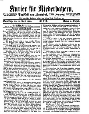 Kurier für Niederbayern Samstag 22. April 1871