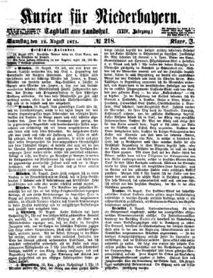 Kurier für Niederbayern Samstag 12. August 1871