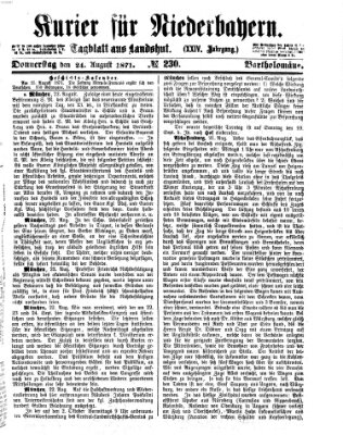 Kurier für Niederbayern Donnerstag 24. August 1871