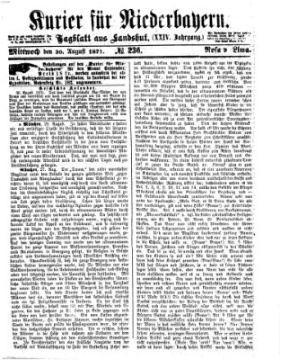 Kurier für Niederbayern Mittwoch 30. August 1871