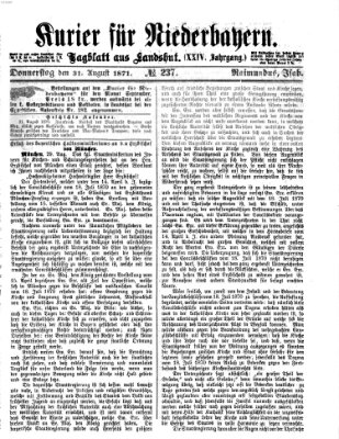 Kurier für Niederbayern Donnerstag 31. August 1871