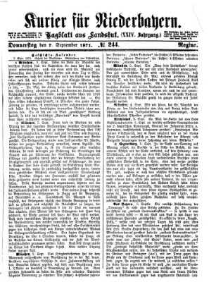 Kurier für Niederbayern Donnerstag 7. September 1871