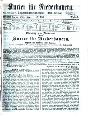 Kurier für Niederbayern Montag 18. September 1871