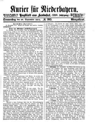 Kurier für Niederbayern Donnerstag 28. September 1871