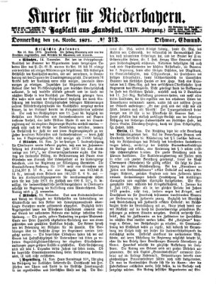 Kurier für Niederbayern Donnerstag 16. November 1871