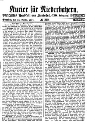 Kurier für Niederbayern Samstag 25. November 1871