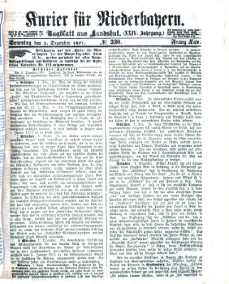 Kurier für Niederbayern Sonntag 3. Dezember 1871